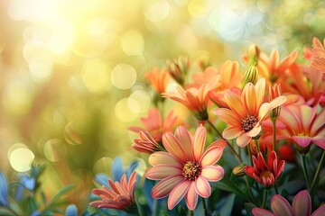 Magnificent Toning Garden: Vintage Spring Flora in Morning Light Macro Shot