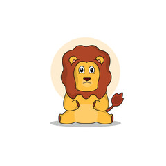 cute lion cartoon vector icon illustration.animal icon illustration. flat style concept cute