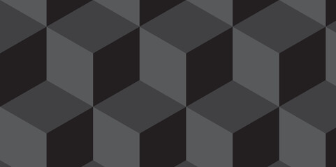 Fototapeta premium Black background from cubes and lines. Geometric seamless pattern cube. Cubes mosaic shape vector design. 