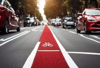 'path bicycle traffic white cyclist red lane marking road street roadsign bicyclist car bike signs danger biking safety security ecology ecologist asphalt city crossing'