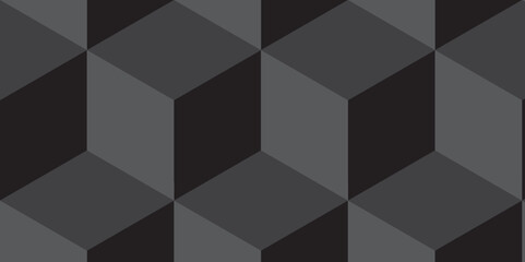 Black background from cubes and lines. Geometric seamless pattern cube. Cubes mosaic shape vector design.	