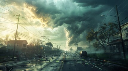Fototapeta premium Severe Weather Warning Systems: Advanced Prediction and Warning Systems in a Community