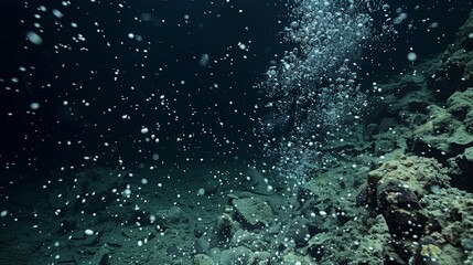 Deep-Sea Scenario: Marine Snow Altered by Acidic Conditions - Scientific Illustration for Environmental Studies