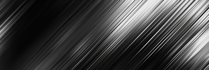 Abstract black and white diagonal lines texture. Monochrome striped pattern background. Modern minimalist design for wallpaper, banner, background. Macro shot with focus on texture detail.