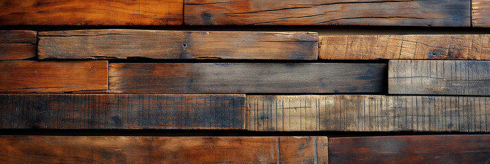 Naklejka premium Rustic multitone wooden plank wall. High-resolution texture for graphic design, architectural visualization, or background.