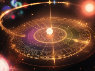 色鮮やかに輝く複数の魔法陣、generative ai