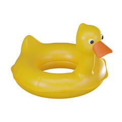 Summer Beach Holiday with Inflatable Duck Swimming Ring Icon. 3D Render