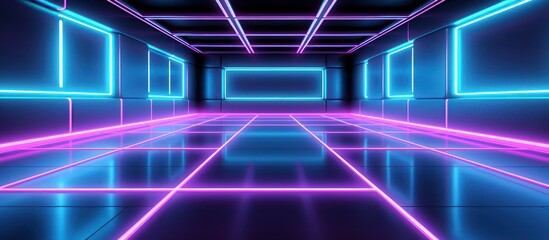 indoor tunnel with neon lights