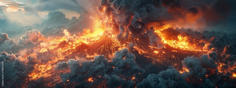 Poster volcanic eruption near populated area: ai monitoring and alert systems in action