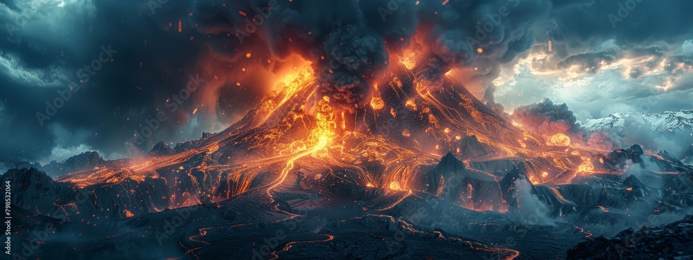 Poster volcanic eruption near populated area: ai monitoring and alert systems in action