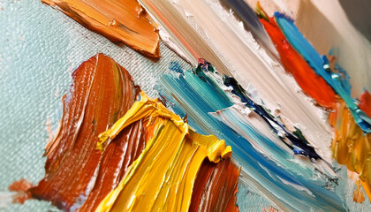 Original oil painting on canvas. Abstract art background. . Fragment of artwork. Brushstrokes of paint. Modern art. Contemporary art. Colorful texture. thick paint surface - obrazy, fototapety, plakaty