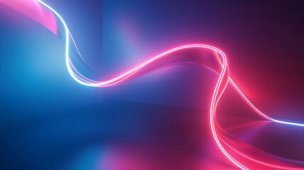 Abstract neon shapes pulsating in rhythm against a backdrop of deep blue and pink, evoking a sense of harmony and balance