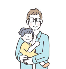 娘を抱っこするお父さん