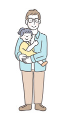 娘を抱っこするお父さん