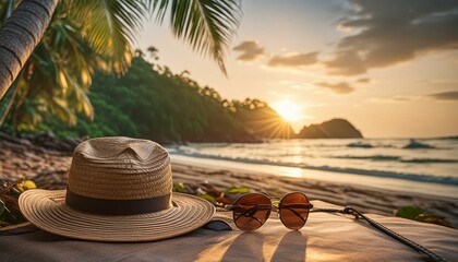. "Escape to Paradise: Sunbathing Essentials on a Tropical Shore"beach, sea, summer, palm, sun, tree, tropical, island, water, sand, ocean
