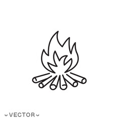 Bonfire icon, campfire, thin line symbol isolated on white background, editable stroke eps 10 vector illustration