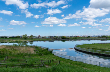 登戸，和泉多摩川からの多摩川の風景