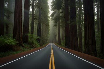 Scenic road in Redwood National Forest