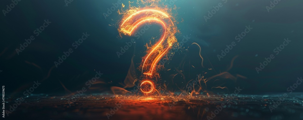 Poster a single, glowing line forming a question mark on a dark background, symbolizing the unknown potenti
