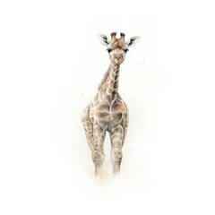Obraz premium giraffe, tall giraffe, cartoon drawing, water color style,