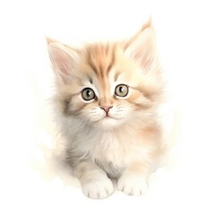 Obraz premium kitten, playful kitten, cartoon drawing, water color style,