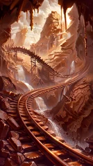 Fotobehang Thrilling Chocolate Canyon Roller Coaster Ride Through a Fantasy Landscape © Panupong Ws