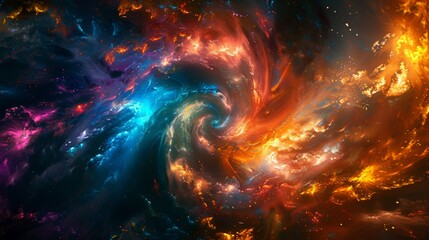 A swirling vortex of vibrant colors exploding outwards, morphing into fantastical creatures and landscapes. 