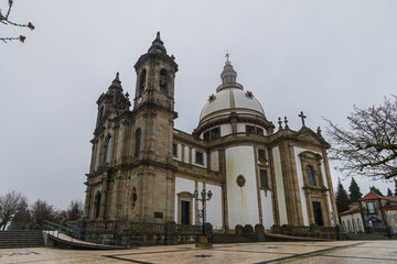 Fototapeta premium Braga, Portugal. The Sanctuary of Bom Jesus do Monte. It's located on the hill ,overlooking the city of Braga and inscribed as a UNESCO World Heritage Site.