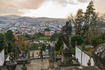 Fototapeta premium Braga, Portugal. The Sanctuary of Bom Jesus do Monte. It's located on the hill ,overlooking the city of Braga and inscribed as a UNESCO World Heritage Site.