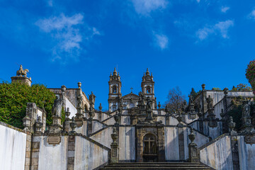 Braga, Portugal. The Sanctuary of Bom Jesus do Monte. It's located on the hill ,overlooking the city of Braga and inscribed as a UNESCO World Heritage Site.