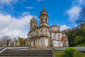 Fototapeta na wymiar Braga, Portugal. The Sanctuary of Bom Jesus do Monte. It's located on the hill ,overlooking the city of Braga and inscribed as a UNESCO World Heritage Site.