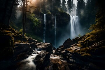 waterfall in autumn