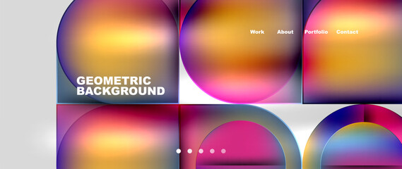 Circles and lines. Bright colorful geometry with glassmorphism effect. Vector Illustration For Wallpaper, Banner, Background, Card, Book Illustration, landing page