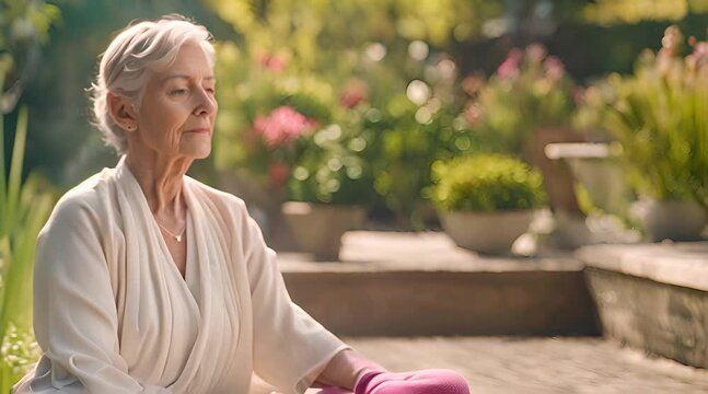 Wisdom in Stillness: Elder Woman's Meditation Session