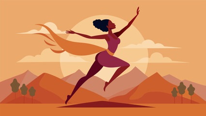 Fototapeta na wymiar One dancer takes center stage using fluid movements to depict the journey from slavery to liberation and the determination needed to keep pushing. Vector illustration