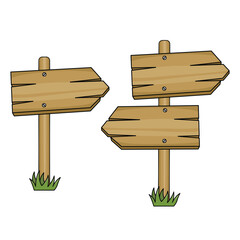 Fototapeta premium Wooden sign arrows pointer. vector design