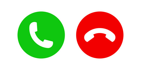 Answer and Decline phone call icon transparent background.