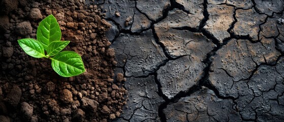 cracked earth, sprout, growth, hope, life, beginning