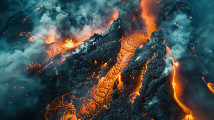 Volcano lava eruption