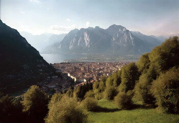 'Lecco Lombardy Airuno Italy Landscape Water Sky Travel Nature Landscape Building Clouds Mountain Architecture Italy Europe Skyline Urban River Cityscape Tourism Horizon Port Lombardy Aerial Town' - obrazy, fototapety, plakaty