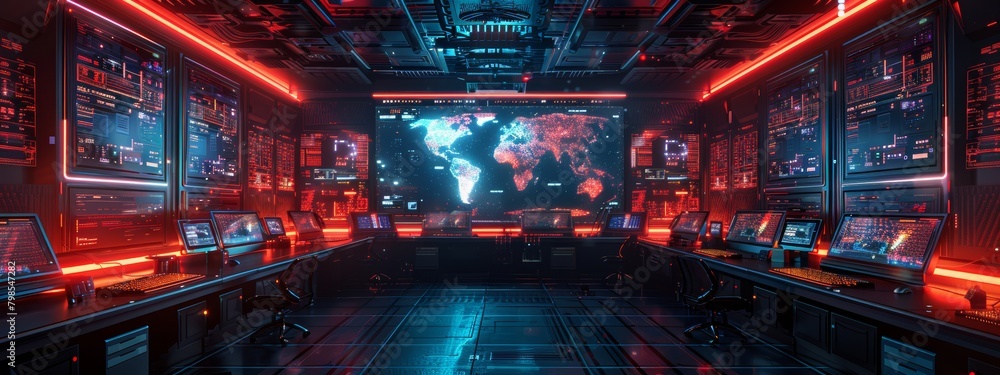 Aufkleber high-tech command center with quantum computing for global crisis management