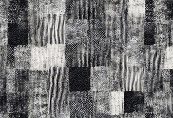 Textured Pattern Monochrome stressed Patchwork Knit Background Abstract Vector Design Vintage White Retro Template Black Grunge Seamless Wallpaper Graphic Fabric Print Textile Wove