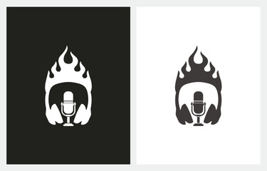 Fire Flame Sound Headphone DJ Music Studio logo design inspiration