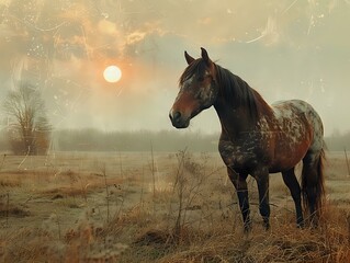 Majestic Horse in the Serene Sunset Light