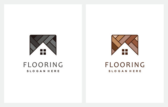 Wood Flooring Parquet Hardwood Texture Vinyl Hardwood House logo design icon vector illustration