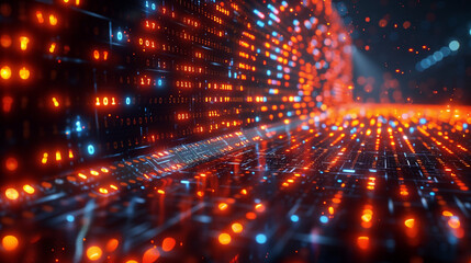 Abstract Digital Background with Binary Code and AI Algorithms