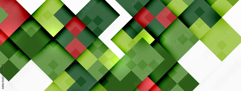 Aufkleber A design featuring vibrant green and red squares on a white background, reminiscent of a colorful postit note. The squares are arranged in a geometric pattern, creating an eyecatching composition