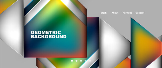 Fototapeta premium Metal triangles with colorful bright triangles. Geometric modern minimalist design template