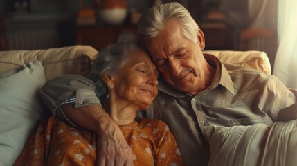 Happy seniors enjoying a relaxed moment, conveys concepts of aging gracefully or love.