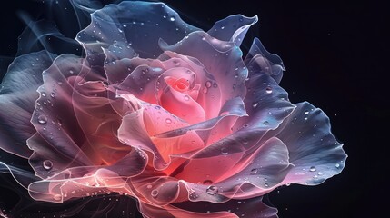A stunning abstract image featuring a pink rose set against a striking black backdrop ideal for Valentine s Day Mother s Day anniversaries or sympathy cards The intricate details of the del